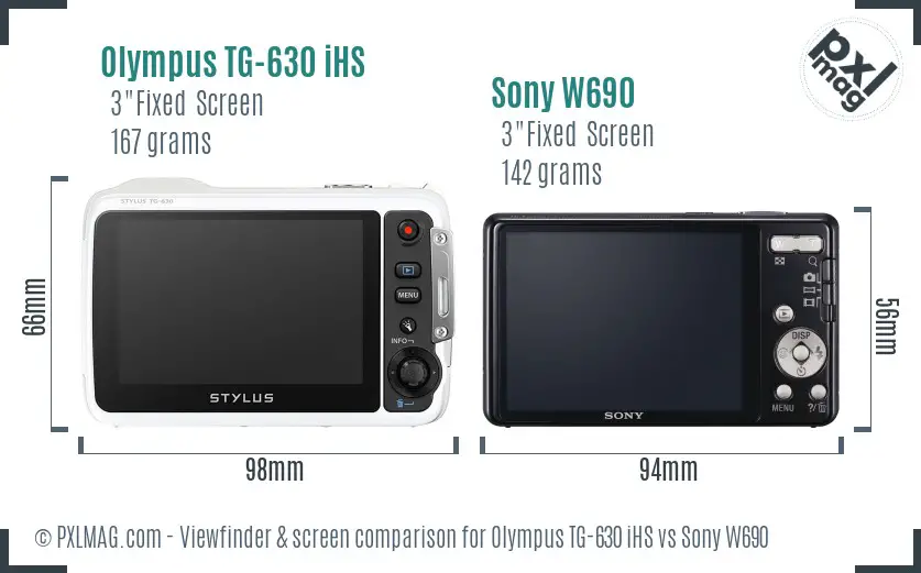 Olympus TG-630 iHS vs Sony W690 Screen and Viewfinder comparison