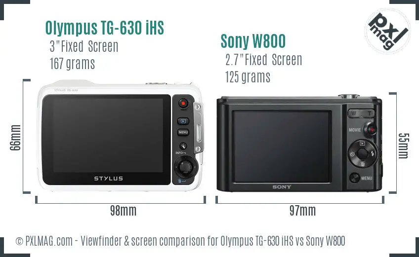 Olympus TG-630 iHS vs Sony W800 Screen and Viewfinder comparison
