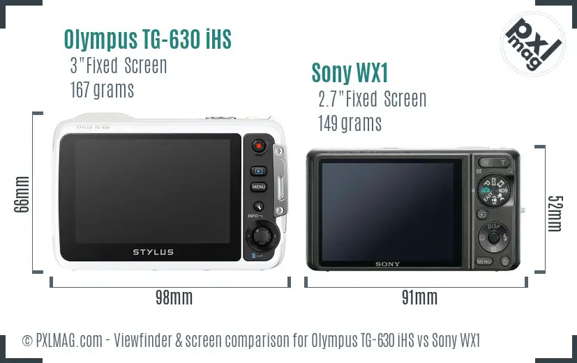 Olympus TG-630 iHS vs Sony WX1 Screen and Viewfinder comparison