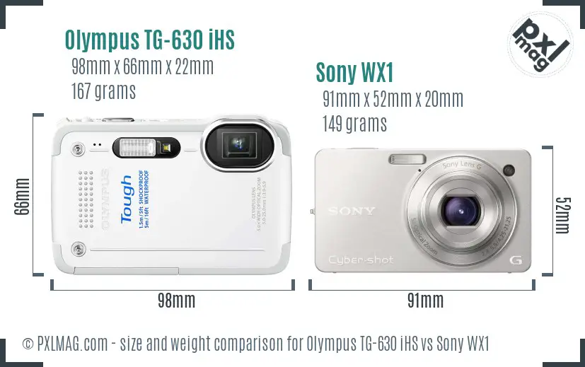 Olympus TG-630 iHS vs Sony WX1 size comparison