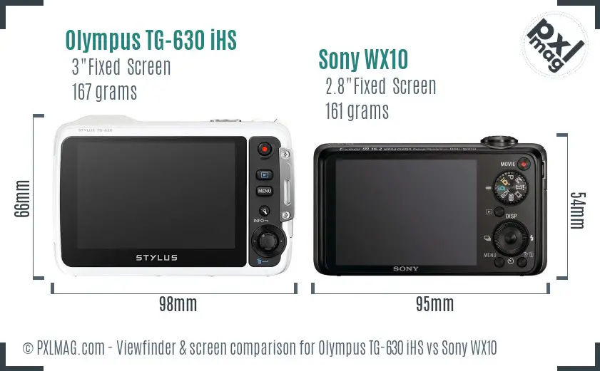 Olympus TG-630 iHS vs Sony WX10 Screen and Viewfinder comparison