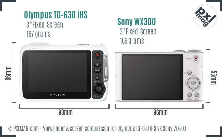 Olympus TG-630 iHS vs Sony WX300 Screen and Viewfinder comparison