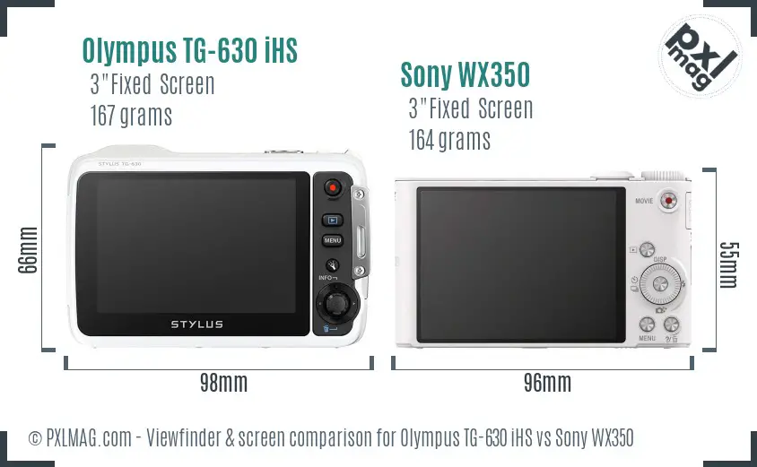 Olympus TG-630 iHS vs Sony WX350 Screen and Viewfinder comparison