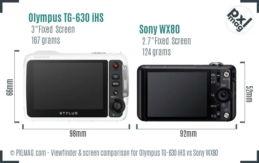 Olympus TG-630 iHS vs Sony WX80 Screen and Viewfinder comparison
