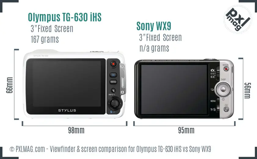 Olympus TG-630 iHS vs Sony WX9 Screen and Viewfinder comparison