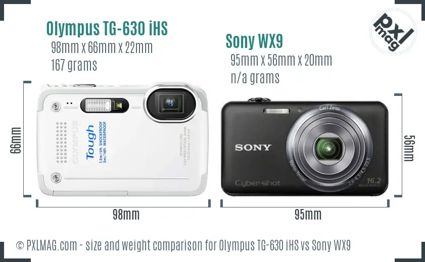 Olympus TG-630 iHS vs Sony WX9 size comparison