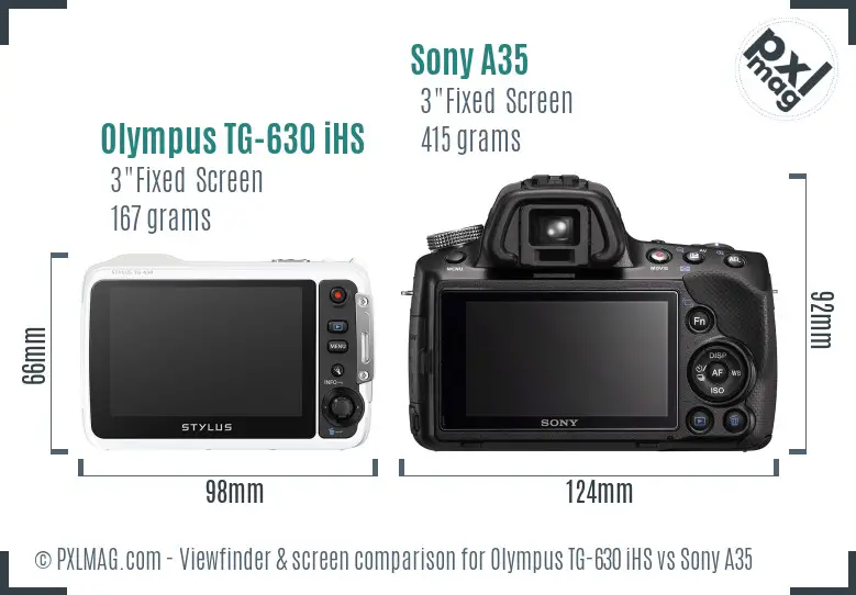 Olympus TG-630 iHS vs Sony A35 Screen and Viewfinder comparison
