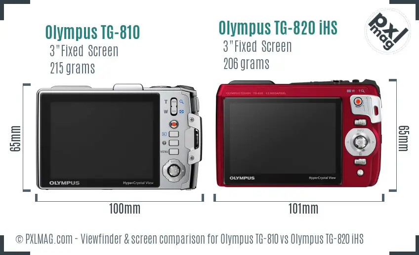 Olympus TG-810 vs Olympus TG-820 iHS Screen and Viewfinder comparison