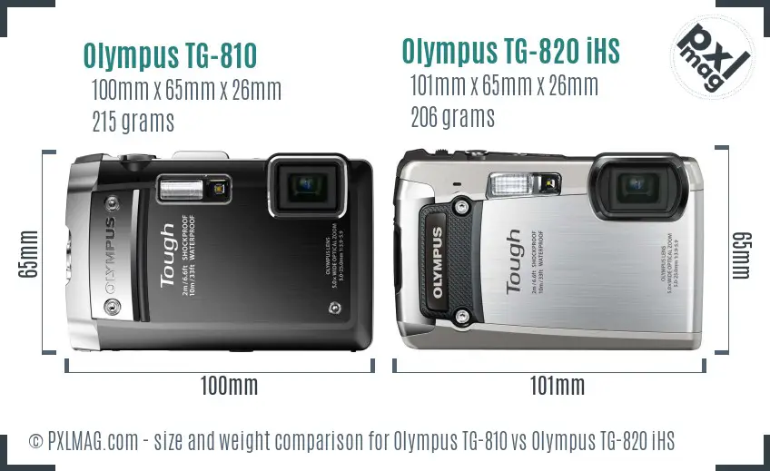 Olympus TG-810 vs Olympus TG-820 iHS size comparison