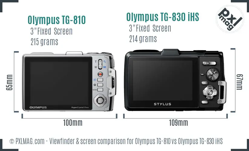 Olympus TG-810 vs Olympus TG-830 iHS Screen and Viewfinder comparison