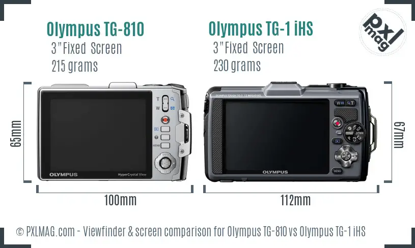 Olympus TG-810 vs Olympus TG-1 iHS Screen and Viewfinder comparison