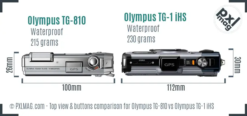 Olympus TG-810 vs Olympus TG-1 iHS top view buttons comparison