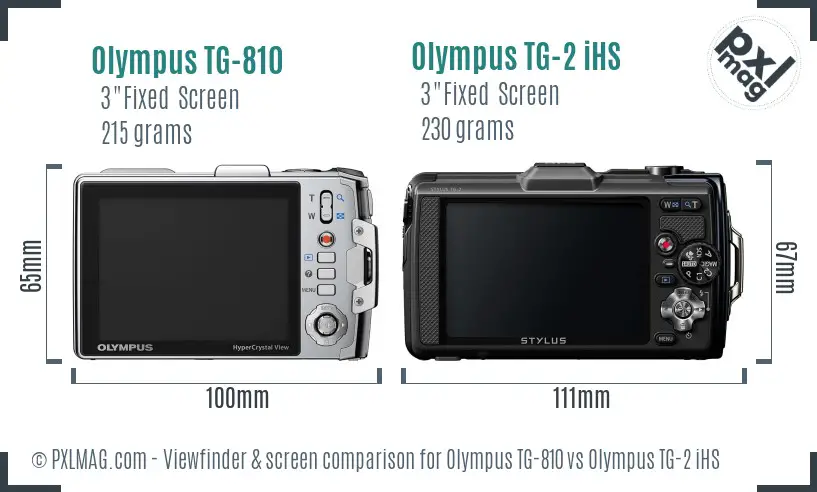 Olympus TG-810 vs Olympus TG-2 iHS Screen and Viewfinder comparison