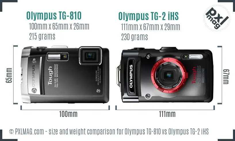 Olympus TG-810 vs Olympus TG-2 iHS size comparison