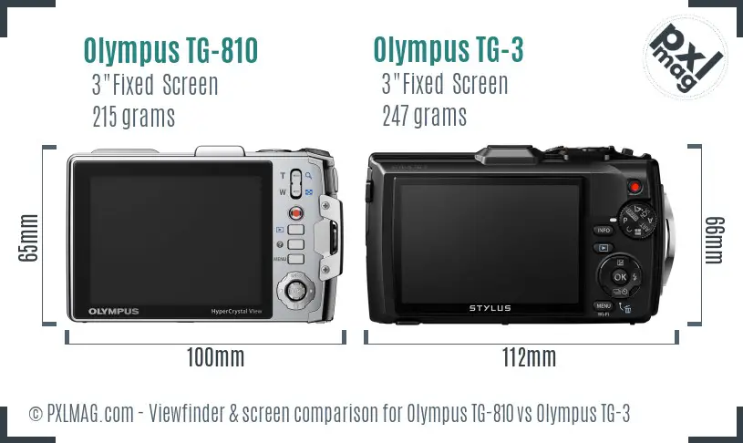 Olympus TG-810 vs Olympus TG-3 Screen and Viewfinder comparison