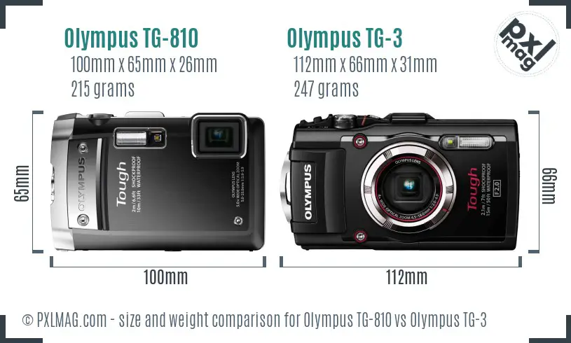 Olympus TG-810 vs Olympus TG-3 size comparison