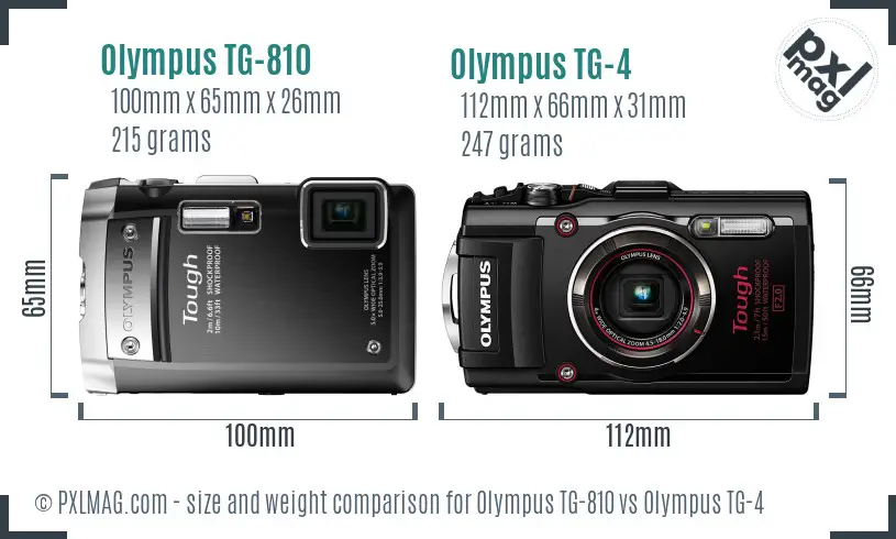 Olympus TG-810 vs Olympus TG-4 size comparison