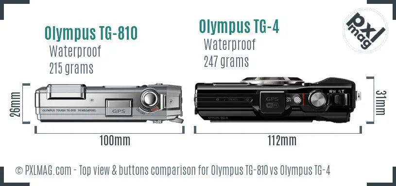 Olympus TG-810 vs Olympus TG-4 top view buttons comparison