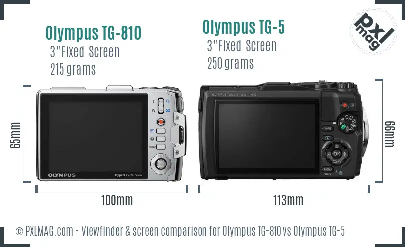 Olympus TG-810 vs Olympus TG-5 Screen and Viewfinder comparison