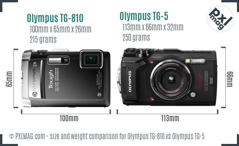 Olympus TG-810 vs Olympus TG-5 size comparison