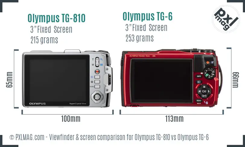 Olympus TG-810 vs Olympus TG-6 Screen and Viewfinder comparison