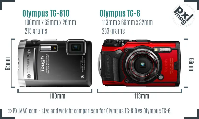 Olympus TG-810 vs Olympus TG-6 size comparison