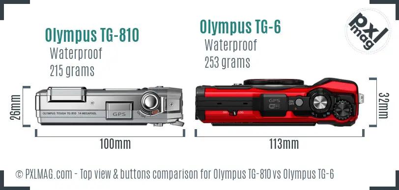 Olympus TG-810 vs Olympus TG-6 top view buttons comparison