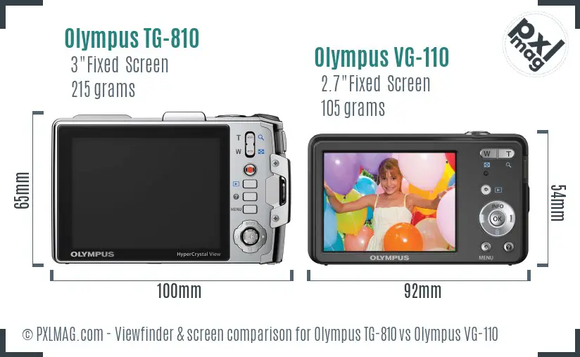 Olympus TG-810 vs Olympus VG-110 Screen and Viewfinder comparison