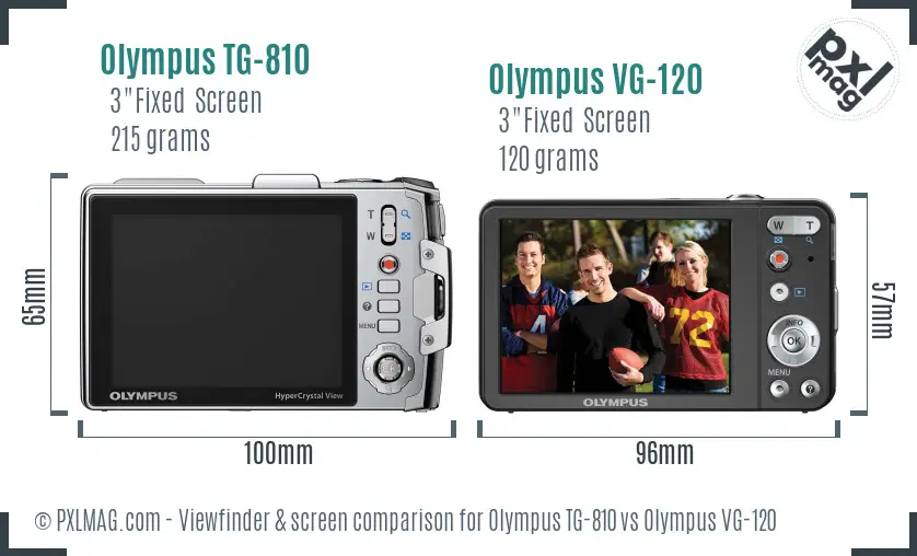 Olympus TG-810 vs Olympus VG-120 Screen and Viewfinder comparison