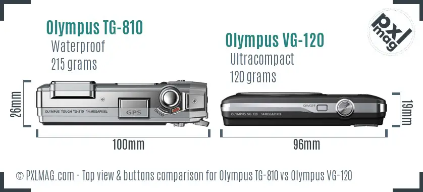 Olympus TG-810 vs Olympus VG-120 top view buttons comparison