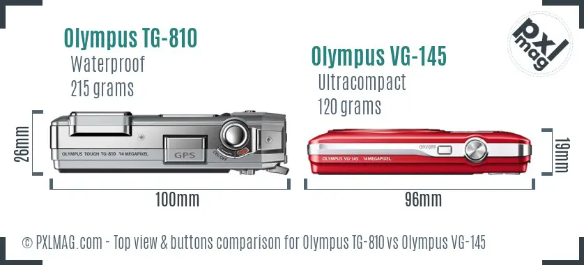 Olympus TG-810 vs Olympus VG-145 top view buttons comparison
