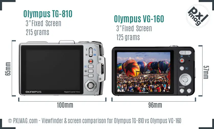 Olympus TG-810 vs Olympus VG-160 Screen and Viewfinder comparison
