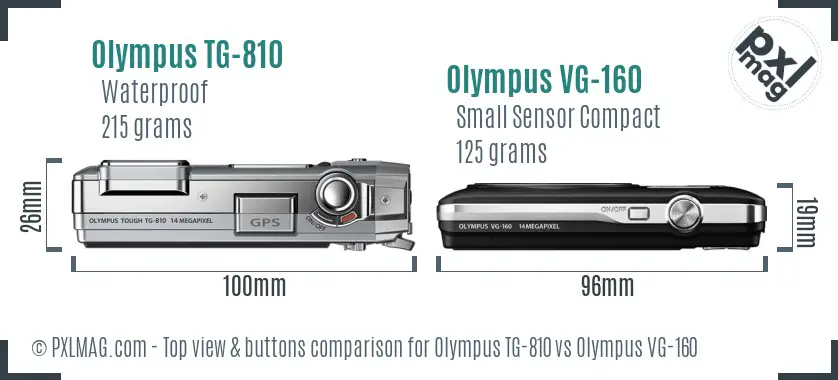 Olympus TG-810 vs Olympus VG-160 top view buttons comparison