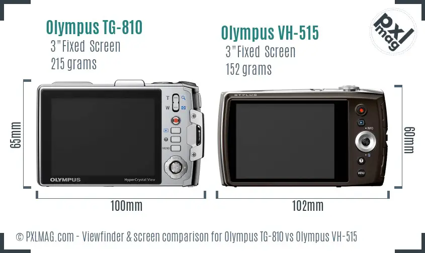 Olympus TG-810 vs Olympus VH-515 Screen and Viewfinder comparison