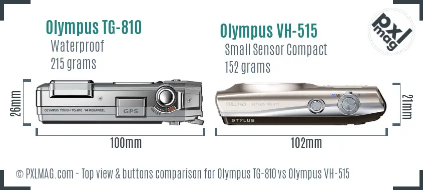 Olympus TG-810 vs Olympus VH-515 top view buttons comparison