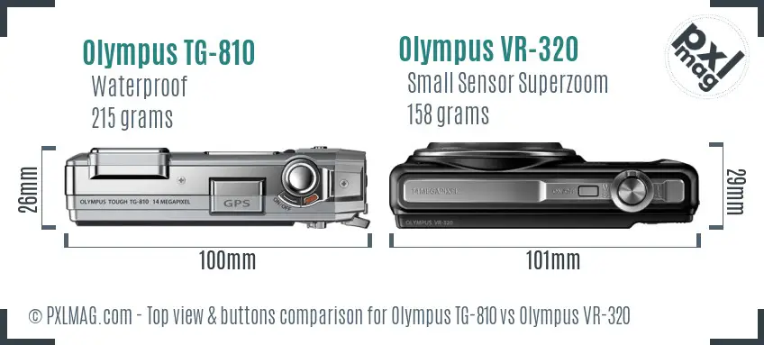 Olympus TG-810 vs Olympus VR-320 top view buttons comparison