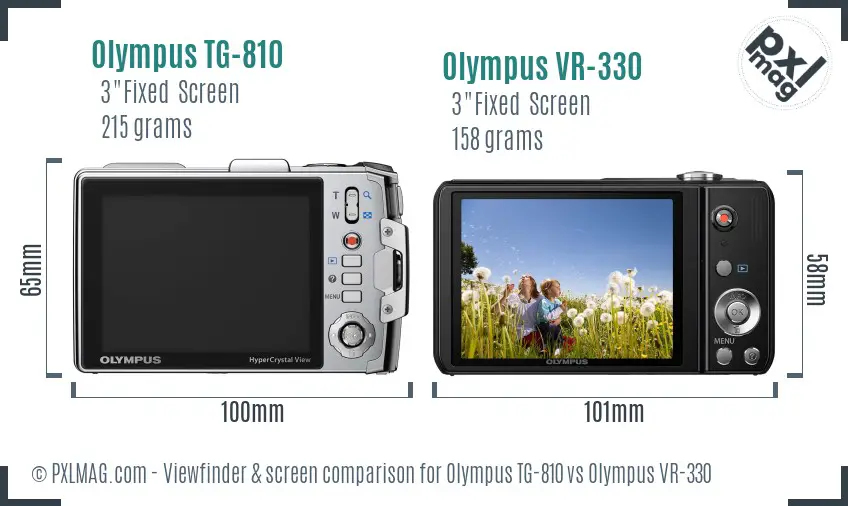 Olympus TG-810 vs Olympus VR-330 Screen and Viewfinder comparison