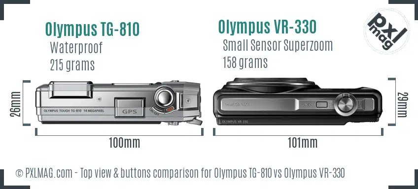 Olympus TG-810 vs Olympus VR-330 top view buttons comparison