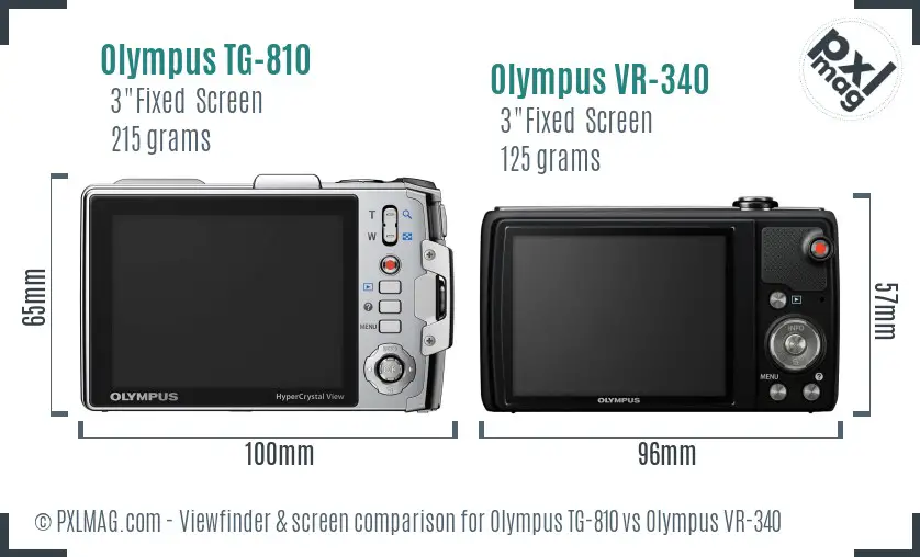 Olympus TG-810 vs Olympus VR-340 Screen and Viewfinder comparison