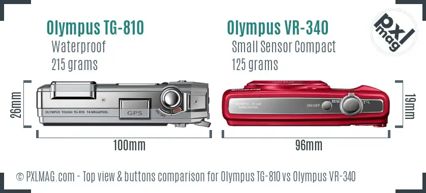 Olympus TG-810 vs Olympus VR-340 top view buttons comparison