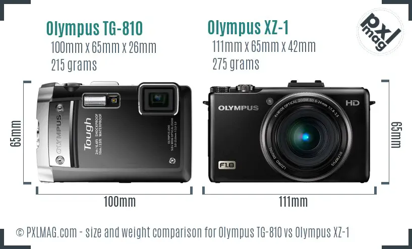 Olympus TG-810 vs Olympus XZ-1 size comparison