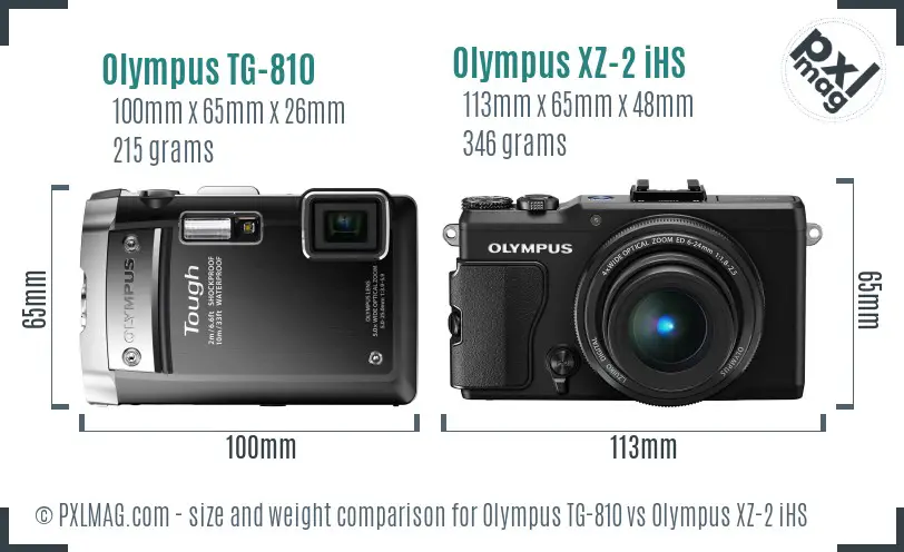 Olympus TG-810 vs Olympus XZ-2 iHS size comparison
