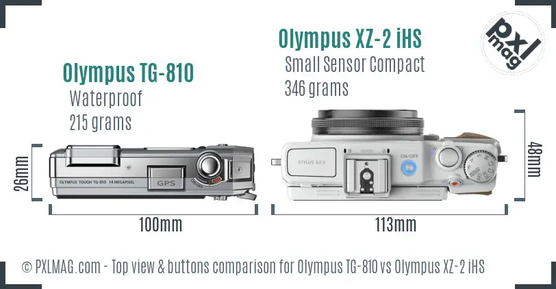 Olympus TG-810 vs Olympus XZ-2 iHS top view buttons comparison