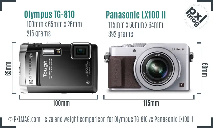 Olympus TG-810 vs Panasonic LX100 II size comparison