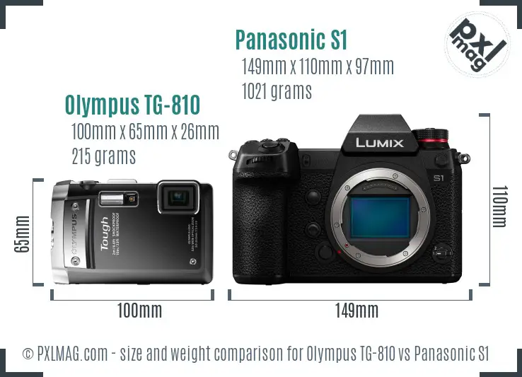 Olympus TG-810 vs Panasonic S1 size comparison
