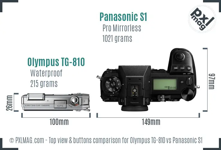 Olympus TG-810 vs Panasonic S1 top view buttons comparison