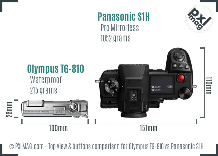 Olympus TG-810 vs Panasonic S1H top view buttons comparison