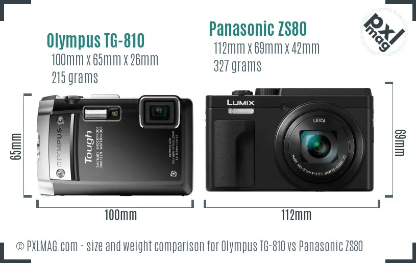 Olympus TG-810 vs Panasonic ZS80 size comparison