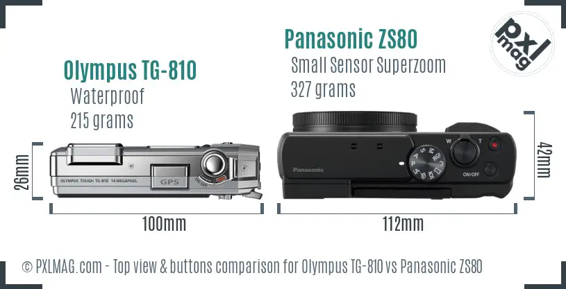 Olympus TG-810 vs Panasonic ZS80 top view buttons comparison