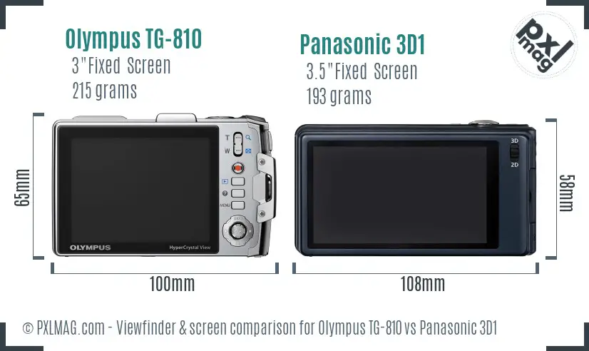 Olympus TG-810 vs Panasonic 3D1 Screen and Viewfinder comparison